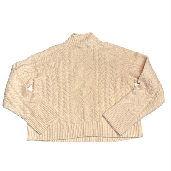 J Crew Cable-knit Rollneck sweater in Supersoft yarn heather ivory Size XXS NWT - Picture 5 of 8